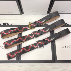 Gucci Paneled Leather Belt Snake 35mm Square Buckle