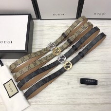 Gucci Signature G Buckle Interlock Women Belt Apricot Black 20mm
