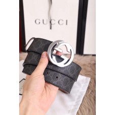 Gucci Signature Leather Belt 38 mm 411924 Black Nude