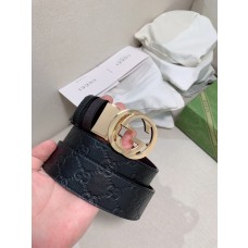Gucci Signature Leather Belt Double G Logo Embossed