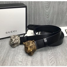 Gucci Tiger Head Belt Calfskin Black 40mm