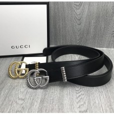 Gucci Women Belt Double G Buckle Calfskin 30mm Black