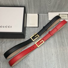 Gucci Women Belt Rectangle Buckle 25mm Black Red