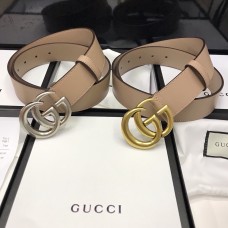 Gucci Women Clafskin Double G Leather Belt 38mm Nude