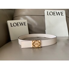 Loewe Reversible Women Embossed Anagram Leather Belt 32mm Beige