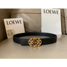 Loewe Reversible Women Leather Belt 32mm Anagram Buckle Black