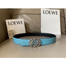Loewe Reversible Women Leather Belt 32mm Anagram Buckle Blue