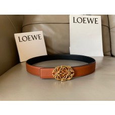Loewe Reversible Women Leather Belt 32mm Anagram Buckle Brown