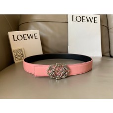 Loewe Reversible Women Leather Belt 32mm Anagram Buckle Pink