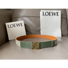 Loewe Unisex Embossed Canvas Calf Belt 32mm Green