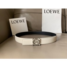 Loewe Women Reversible Anagram Leather Belt 32mm Beige