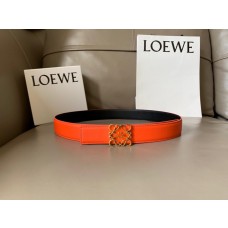 Loewe Women Reversible Anagram Leather Belt 32mm Orange