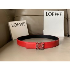 Loewe Women Reversible Anagram Leather Belt 32mm Red