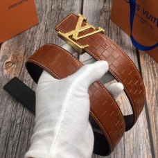 Louis Vuitton Men Damier Graphite Initiales Leather Belt 38mm Brown