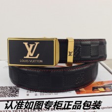 Louis Vuitton Men Damier Graphite Lining Leather Belt 38mm Calfskin Black