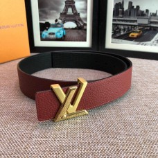 Louis Vuitton Men Reversible Grained Calfskin Leather Belt LV Logo 38mm