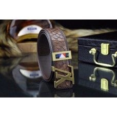 Louis Vuitton Men Python Leather Belt Steel Buckle 40mm Calfskin
