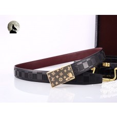 Louis Vuitton Men Reversible Damier Graphite Leather Belt 35mm Monogram Buckle