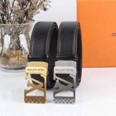 Louis Vuitton Men Smooth Calfskin Leather Belt Skeleton Buckle 35mm