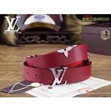 Louis Vuitton Women Smooth Leather Belt M9310 Calfskin Red 30mm