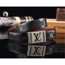 Louis Vuitton Reversible Men Damier Graphite Leather Belt 35mm Black Red