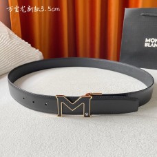Montblanc Men Leather Belt 35mm Smooth Calfskin Black