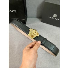 Versace Pebbled Leather Belt 40MM Gold Buckle