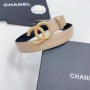 Chanel CC Logo Quilting Leather Belt 30MM Calfskin Apricot