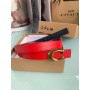 Coach Sculpted C Red Pebbled Leather Belt 25MM Gold Buckle