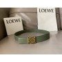 Loewe Reversible Women Embossed Anagram Leather Belt 32mm Green
