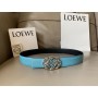 Loewe Reversible Women Leather Belt 32mm Anagram Buckle Blue